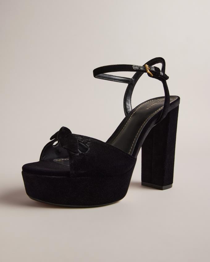 Sandale Ted Baker Velvet Bow Platform Heeled Noir Femme | DPL-28760739